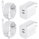 thumbnail image 1 of Cargador Auorld USB C de doble puerto de 20 W para iPhone 16 15 con cable, 1 of 7