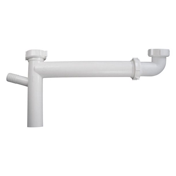 Waste Arm Keeney, 1,5 cm de profundidad x 40 cm de largo, plástico blanco, con arandelas