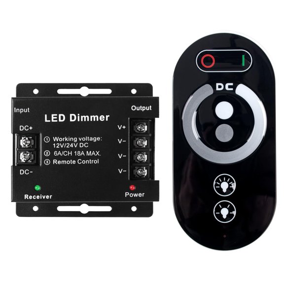 Interruptor atenuador LED Sorfia DC 12V-24V 18A con control remoto inalámbrico