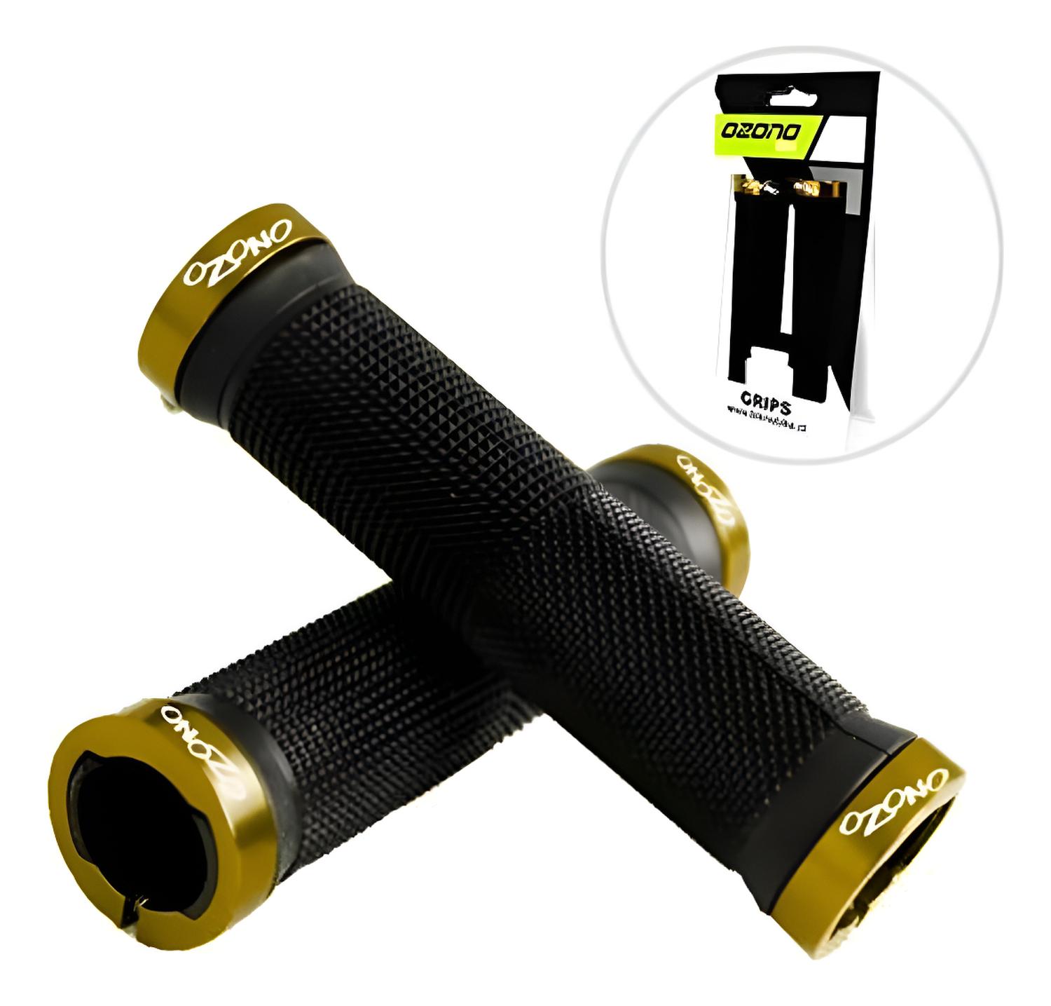 Puños Ozono Bicicleta Doble Lock Grip Manillar Mtb Dorado