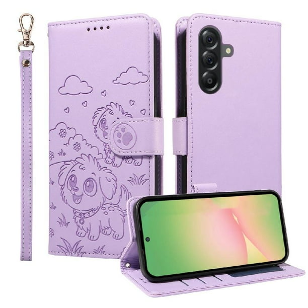 Funda Billetera FOXDOCK Compatible con Samsung Galaxy A56 5G, Diseño Perrito Tierno, Ranuras para Tarjetas y Soporte Plegable