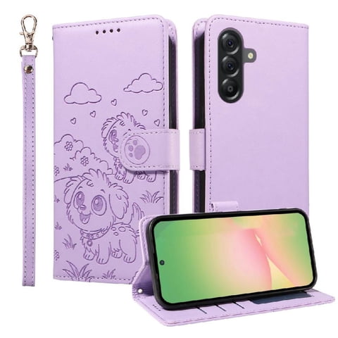 Funda Billetera Foxdock Compatible Con Samsung Galaxy A56 5G, Diseño Perrito Tierno, Ranuras Para Tarjetas Y Soporte Plegable
