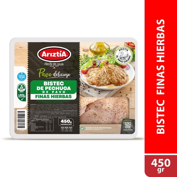 Bistec pechuga pavo finas hierbas 450GR, 450 g