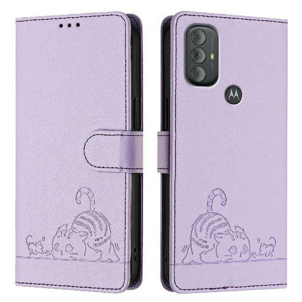 Funda tipo cartera FOXDOCK para Motorola MOTO G Power 2022 con soporte, ranuras, RFID, diseño de gato