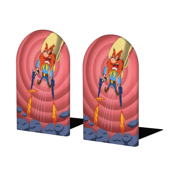 Sam Bigotes Sujetalibros decorativos temáticos, tope para estantería con base antideslizante, uso dual para hogar y oficina - 2 piezas