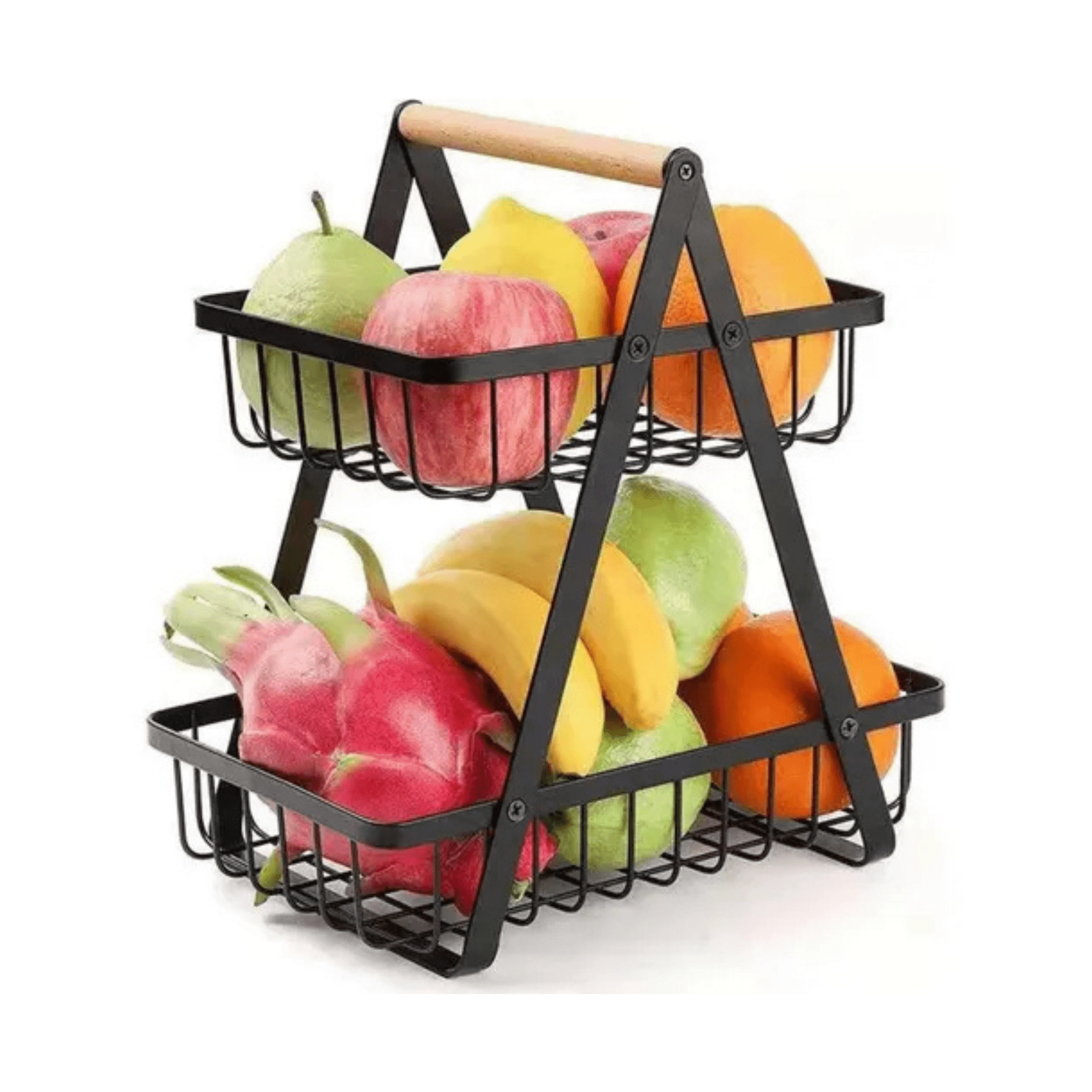 Samlife - Frutero De Mesa Canasto Para Frutas Cocina Hogar 2 Niveles Color Negro