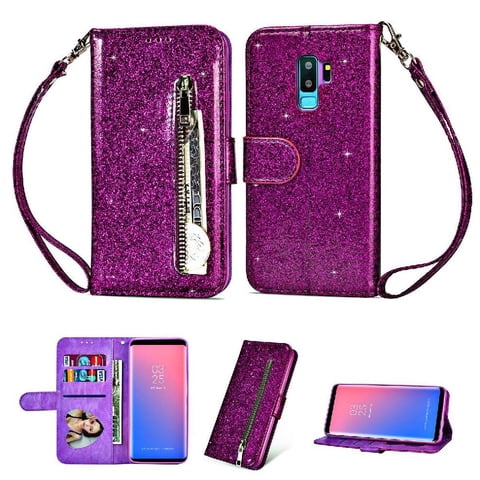 Funda Para Foxdock Elegante Funda Samsung Galaxy S9 Plus Glitter Con Cremallera-Ideal Para El Uso Diario