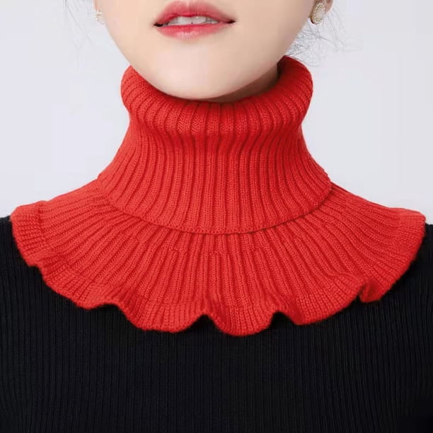 Stylish Hand-Knitted High Collar Detachable Dickey Collar for Women - Turtleneck Look!