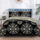 thumbnail image 1 of Family Gift Luxury Floral Print Indigo Black Quilt Duvet Cover Set Bedroom Decor3-Piece Bedding Set, 1 of 5