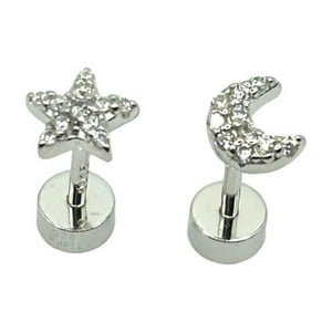 Tiana Joyas - Aros De Luna Y Estrella De Plata 925