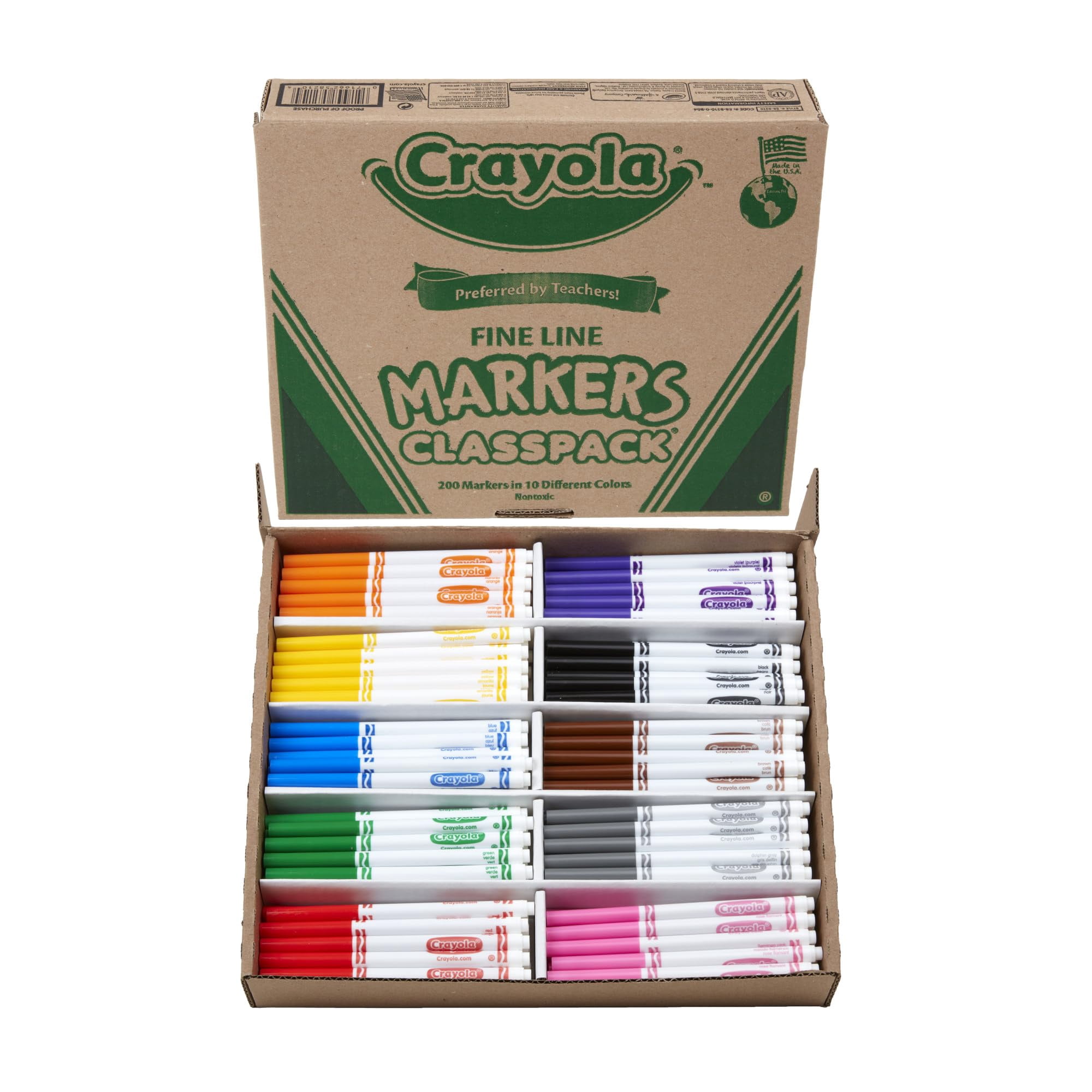 Juego De Rotuladores Crayola Fine Line De 200 Unidades Para Aula Infantil