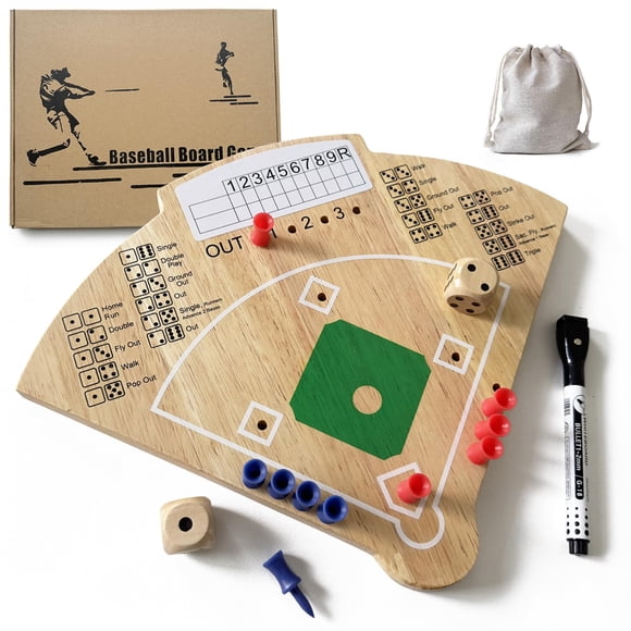 Juego De Mesa De Béisbol Oak Wood Para Fiestas Familiares