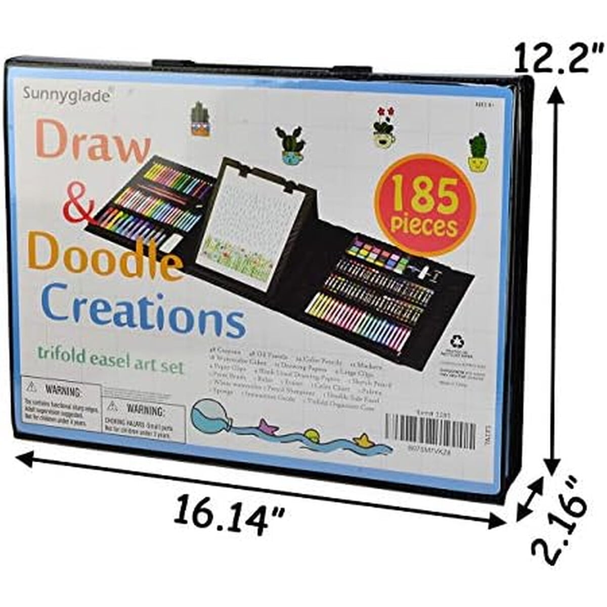 Set De Arte Sunnyglade 185 Piezas Atril Trifold Doble Cara