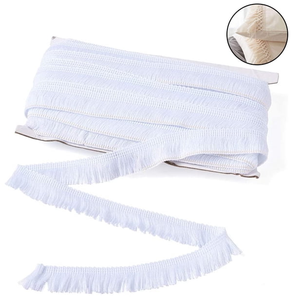 Borla de flecos de poliéster con ribete de encaje, ribete de fibra para coser, acolchar, accesorios de ropa, pantallas de lámparas, cortinas, decoración del hogar