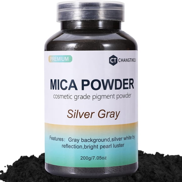 Pigmento en polvo de mica CHANGTIKEJI gris plata 200 g