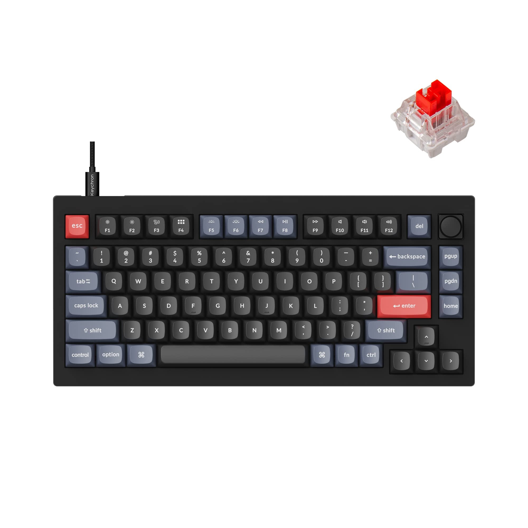 Teclado Keychron V1 Mecánico Cableado 75% Con Switch Rojo
