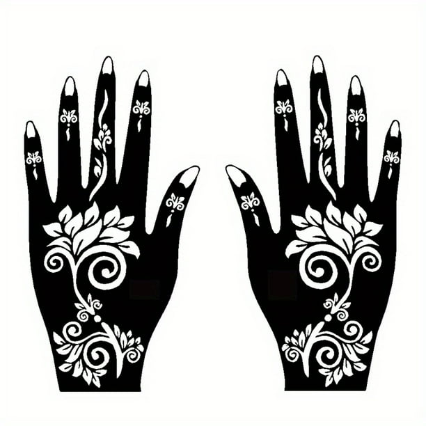 Tattoo Stencil Women Normal Size Temporary Tattoo Templates Body Art Designs Self-Adhesive Reusable Hand Tattoo Stencils Stickers Flower For Adults Women Left And Right Hands Kit Body Paint DIY