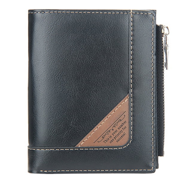 Monedero vertical con cremallera para hombre, monedero de gran capacidad con clip para billetes, tarjetero juvenil para hombre