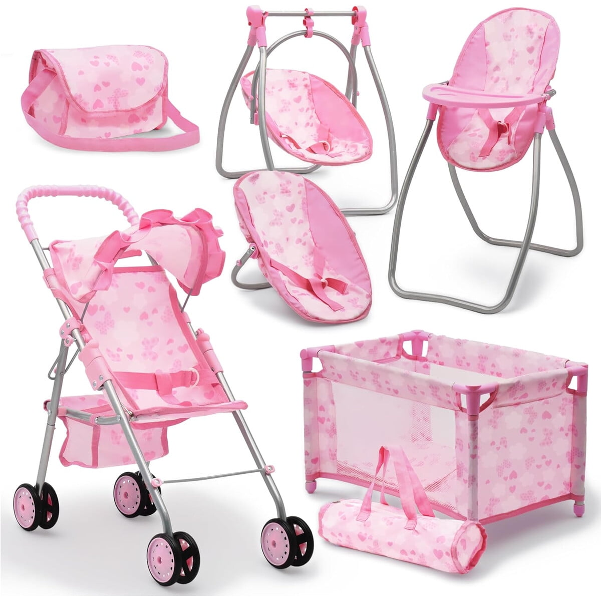 Coche Cuna Columpio Muñeca Dolls To Play 3 En 1 Rosado