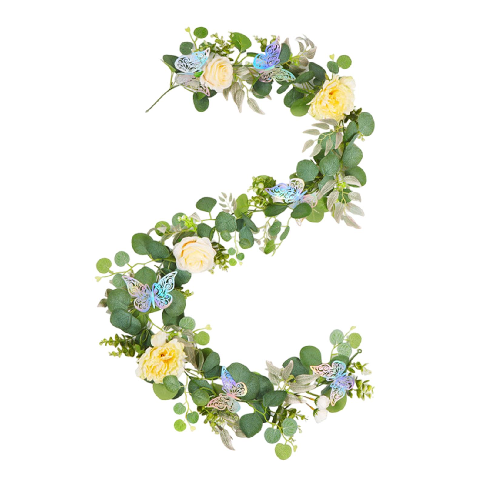 Magideal - Guirnalda De Rosas Artificiales De Peonía, Guirnalda De Vegetación Artificial, Vid Artificial Para Decoración De Chimenea, Mesa De Comedor, Fiesta De Amarillo