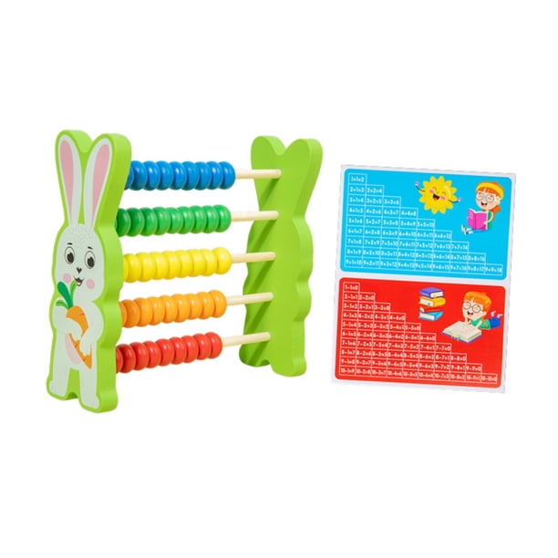 5 filas de madera para niños Matemáticas Contador de matemáticas Herramienta de educación para el desarrollo de niñas Juego de matemáticas Toy Pearls Conejito