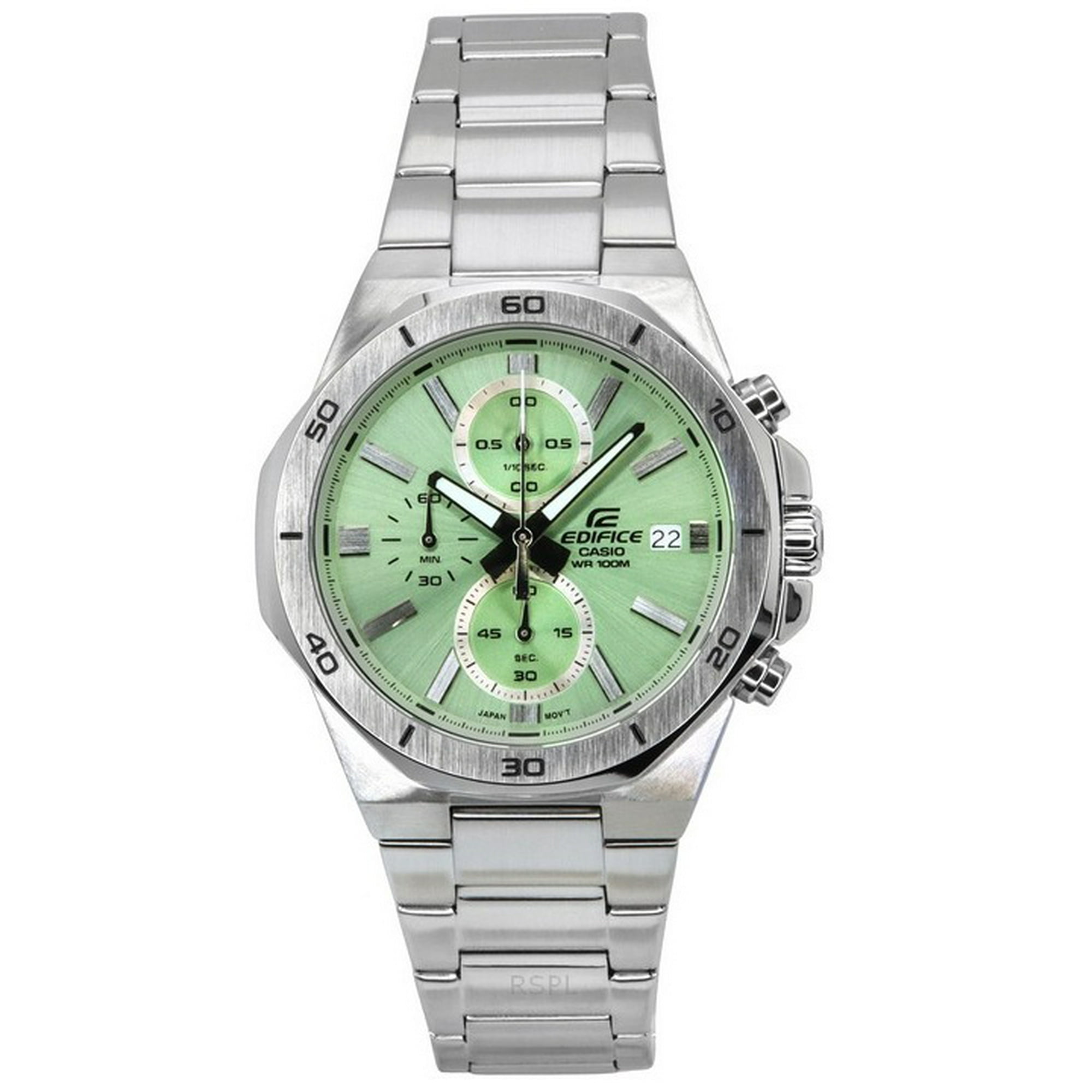 Casio - Reloj Edifice Standard Cronógrafo Análogo Acero Inoxidable Esfera Verde Cuarzo Efv-640d-3av 100m Para Hombre
