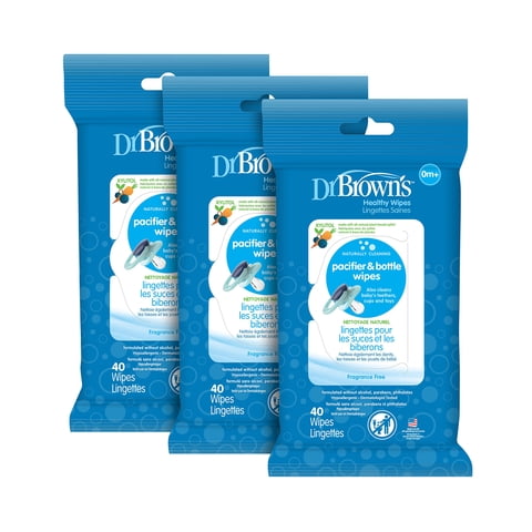 Toallitas Dr. Brown'S Para Biberones Y Chupetes Healthy, 40 Unidades, Paquete De 3