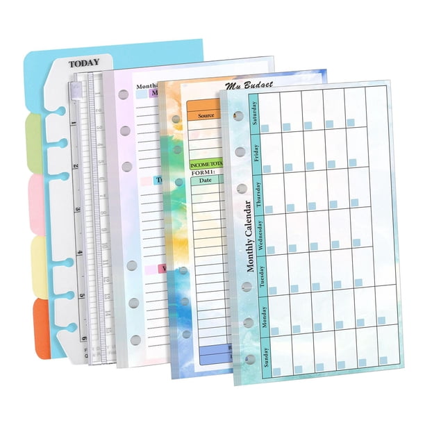 Papel forrado de hojas sueltas de 6 anillas, carpeta A6, planificador, diario de inserción, papel de repuesto A6 para organizador Personal, libros de Escribe un