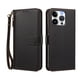 thumbnail image 1 of Funda Tipo Billetera para iphone15 Pro con Soporte y Bolsillo con Cierre Negro, 1 of 1