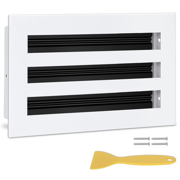 Cubierta de ventilación AC moderna 10x6, rejilla decorativa blanca (corte para conducto), difusor lineal estándar de aluminio completo, bajo ruido - Registro para techo, paredes y suelos