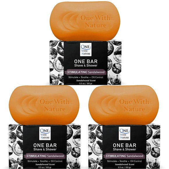 Soap Bar One con sándalo estimulante de la naturaleza, 100 g, paquete de 3