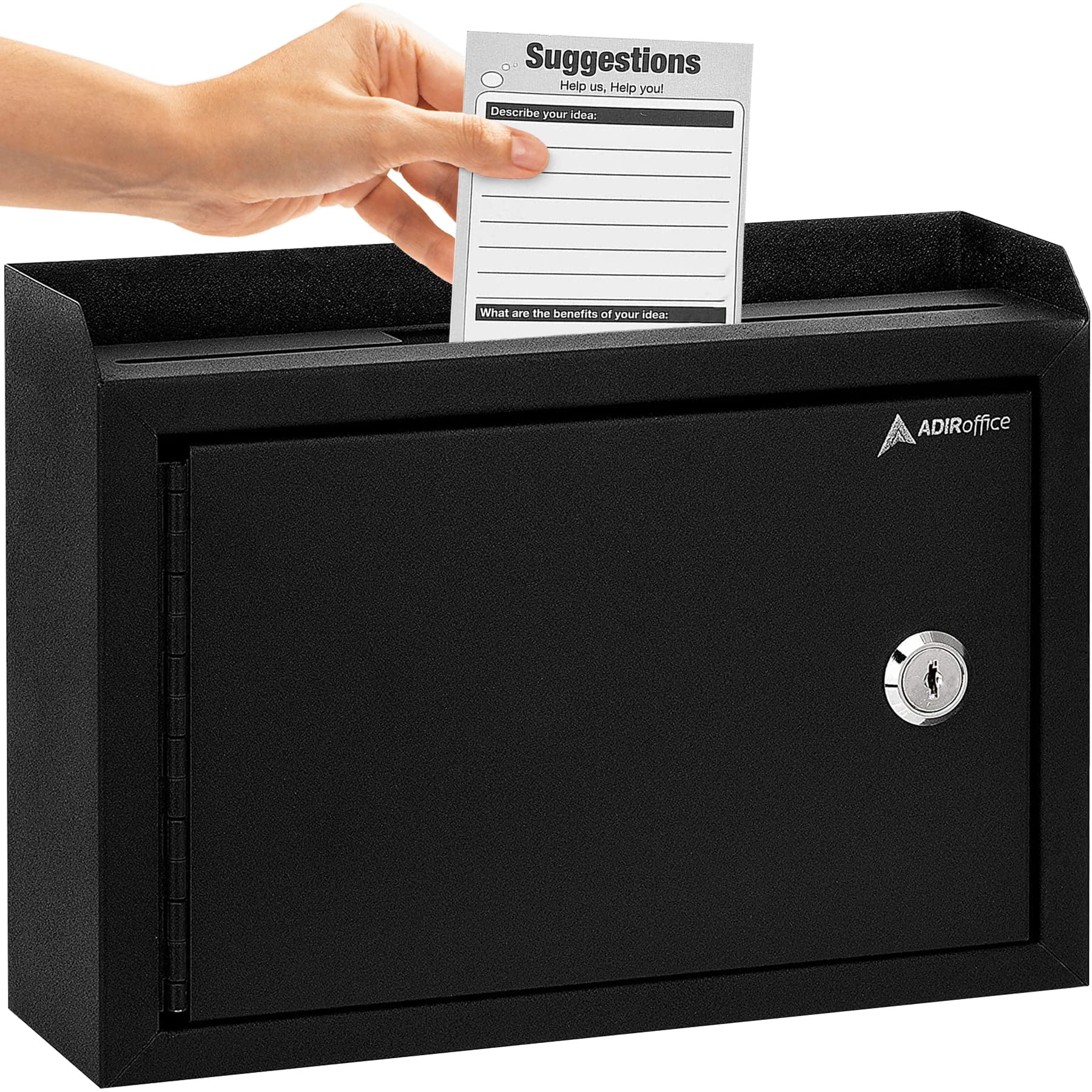 Adir Corp. - Buzón De Sugerencias Drop Box Adir Con Ranura Y Cierre, Metal Negro