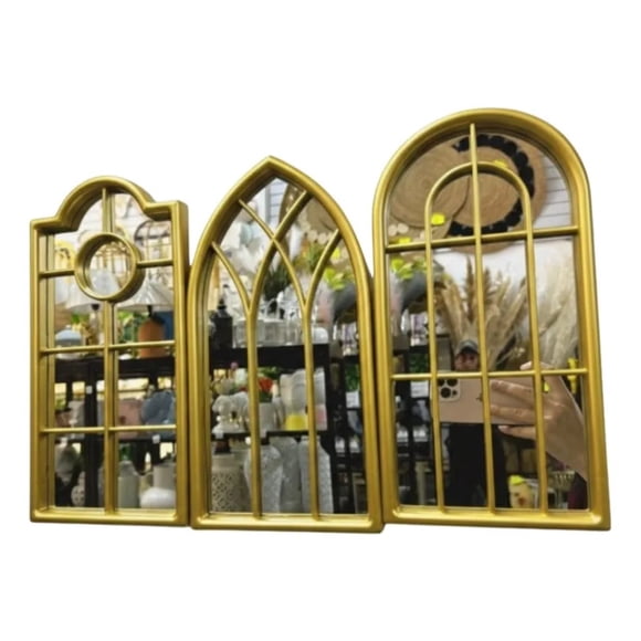 Set Espejos Murales Ventanas Luz Estilo Catedral AJ