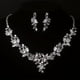 thumbnail image 1 of Bridal Jewelry Ladies Wedding Dress Wedding Accessories Royal Blue Leaf Shaped Flower Rhinestone Necklace Earring Set Wedding Set Chain Stage Performance Necklace, 1 of 3