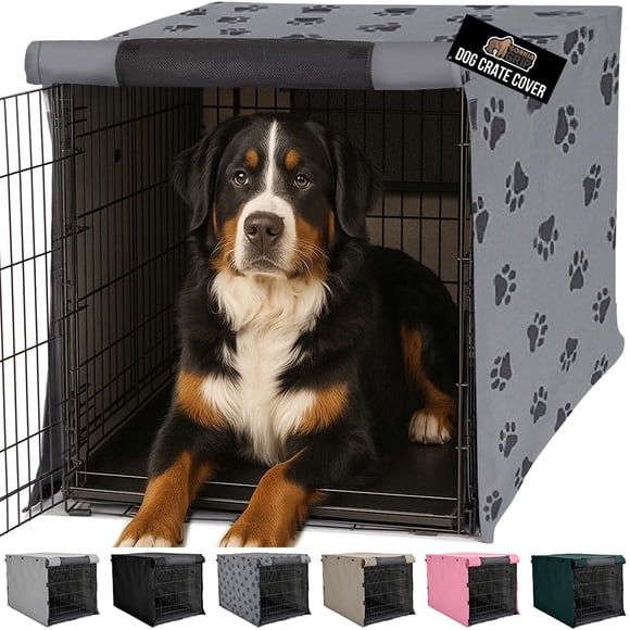 GORILLA GRIP Cobertor para Jaula de Perro, Tapa para Kennel de Alambre, 48 pulg., Gris con Pata Negra
