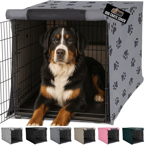 GORILLA GRIP Cobertor para Jaula de Perro, Tapa para Kennel de Alambre, 48 pulg., Gris con Pata Negra