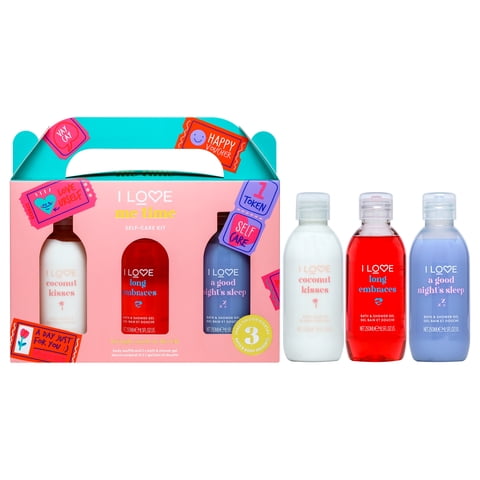 I Love Cosmetics - Me Time Kit De Cuidado Personal De Para Es - Gel De Baño Y Ducha - Besos De Coco, Gel De Baño Y Ducha - Abrazos Largos, Gel De Baño Y Ducha - Una Buena Noche De Sueño