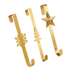 Bothyi - 3 Colgadores Metálicos Para Coronas De Puerta, Ideales Para Colgar Sobre La Puerta En Bodas, Pascua O Cualquier Ocasión (Dorado).