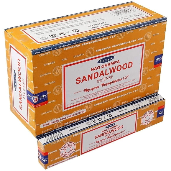 Varillas de incienso Satya Nag Champa de madera de sándalo, paquete de 12