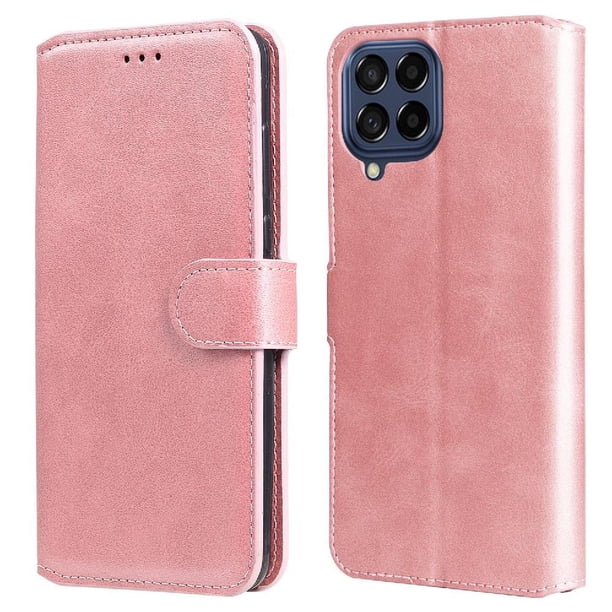 Funda Billetera para Samsung Galaxy M53 5G con Porta Tarjetas y Soporte Ajustable Rosa