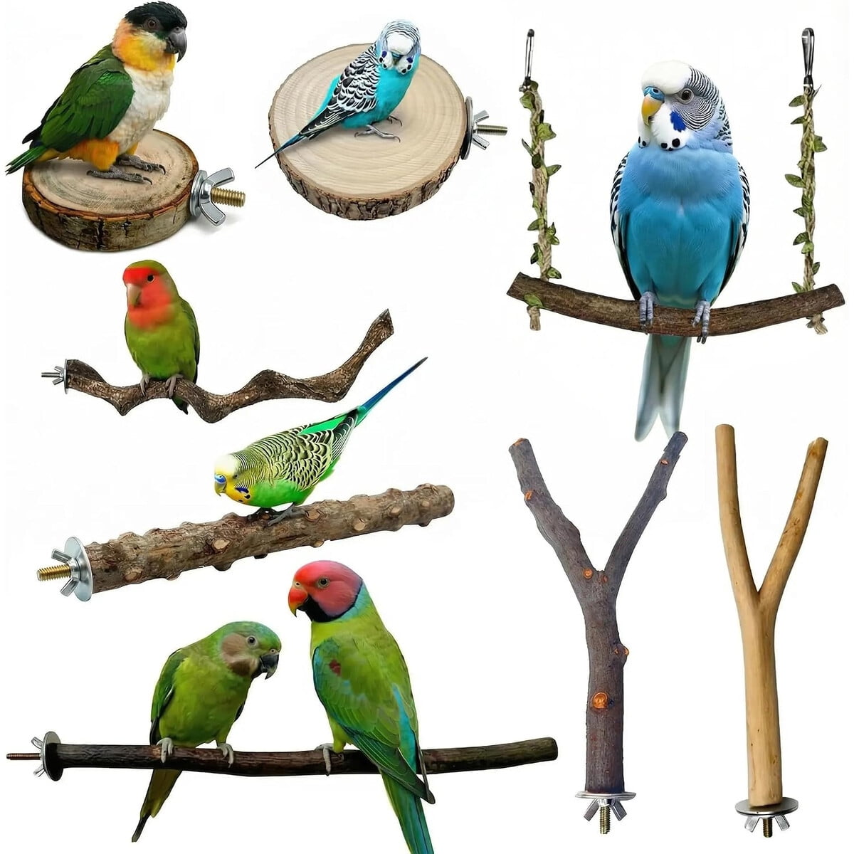 Perchas para Aves Acvxghe 8 Piezas Madera Natural