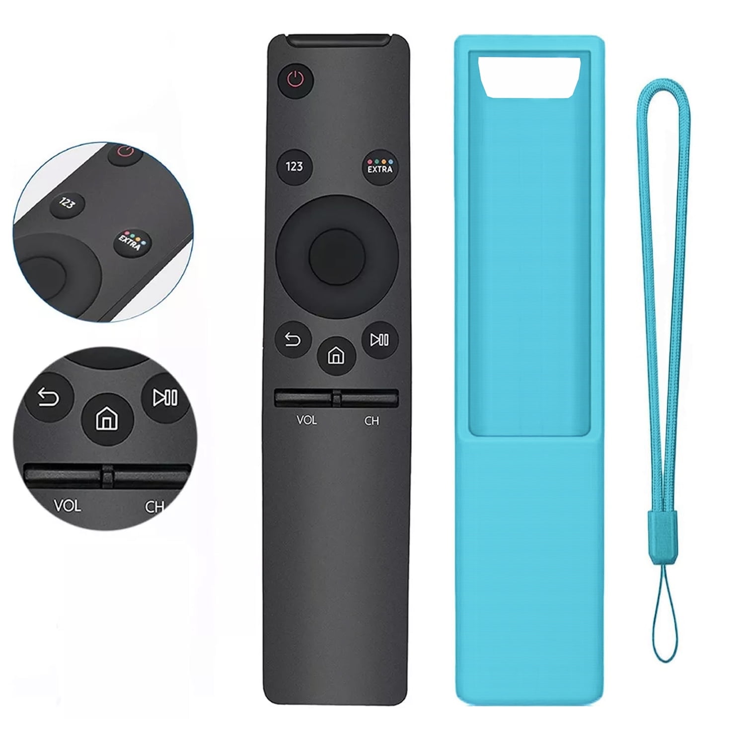 Control Remoto Universal Aaronmei Azul Con Funda Protectora De Silicona Y Correa De Muñeca