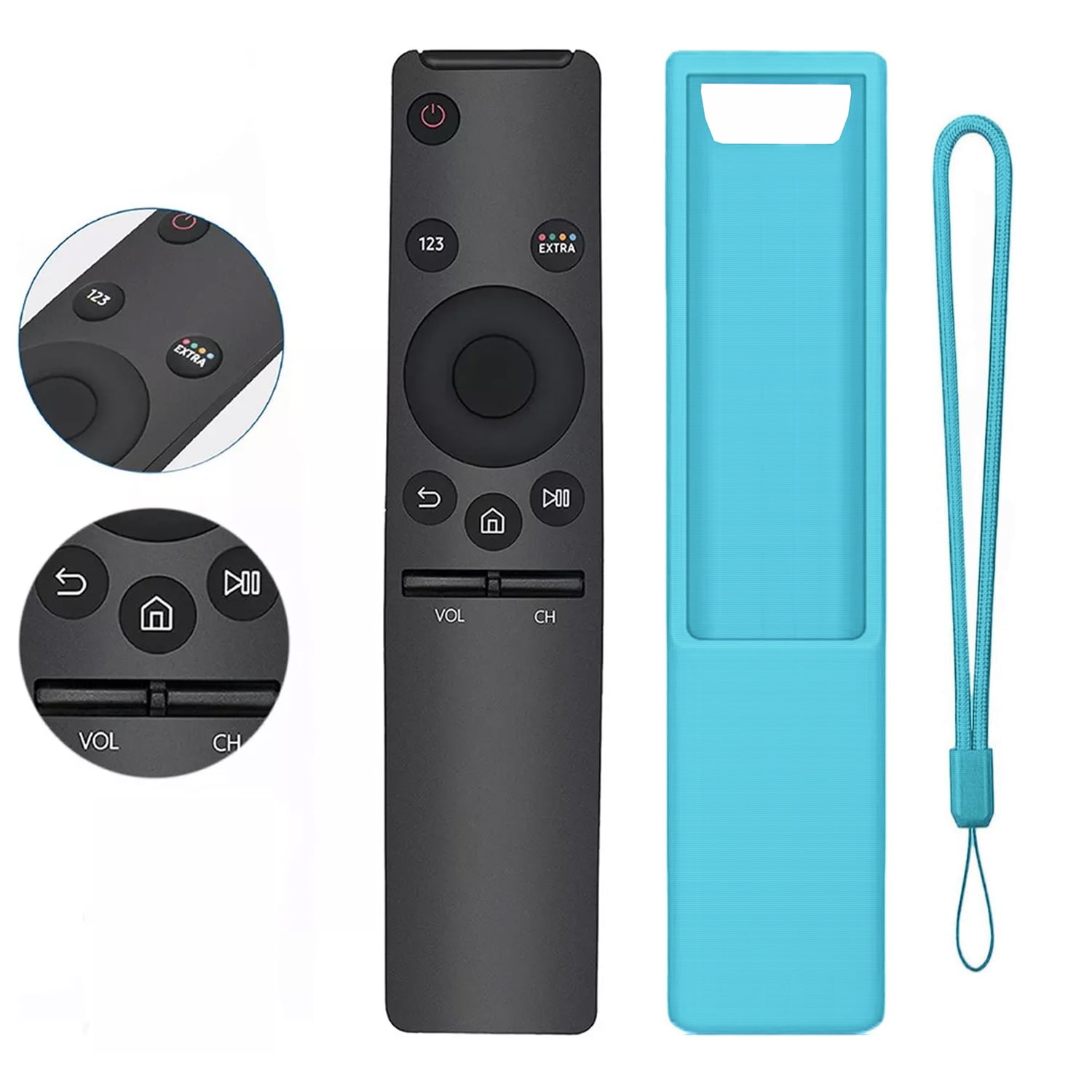 Control Remoto Universal Aaronmei Azul Con Funda Protectora De Silicona Y Correa De Muñeca