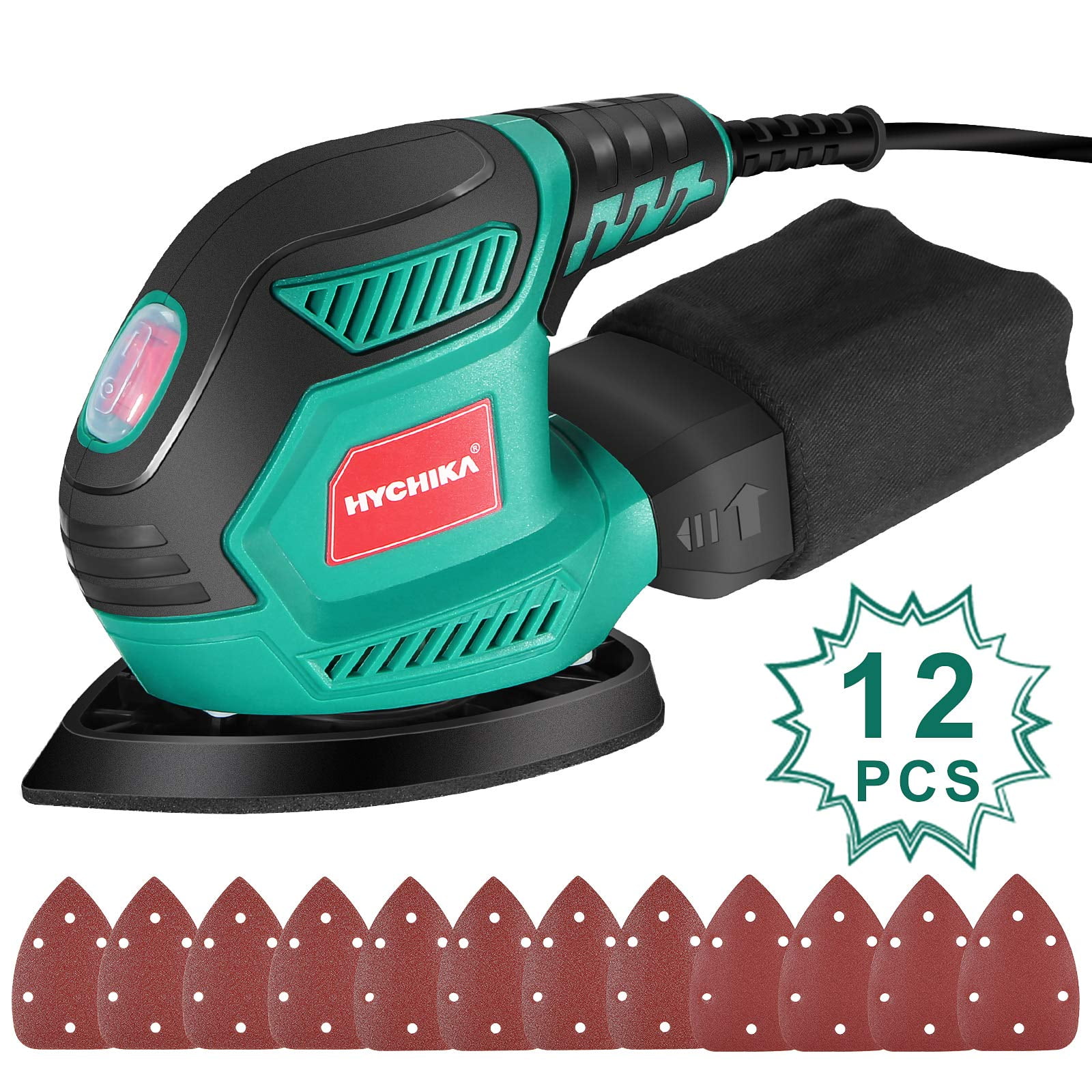 Hychika Better Tools For Better Life - Detail Sander Hychika De 14.000 Opm Con 12 Lijas Y Bolsa Para Polvo