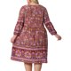 thumbnail image 3 of Vestido de Verano de Talla Grande para Mujeres de Agnes Orinda para la Escuela Universidad Casual Boho Floral Cuello en V Manga 3/4 Midi Corto de Playa 1X Amarillo Rosa, 3 of 6