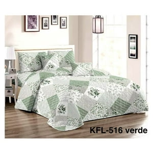 Genérico - Cubrecama Quilt Verano 2 Plazas - Patchwork Verde 516