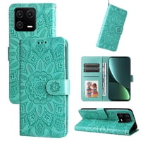 Funda Tipo Cartera Foxdock Para Xiaomi 13 Pro , Diseño Girasol En Relieve, Cuero Pu, Cierre Magnético, Soporte Y Tarjetero