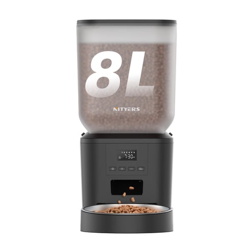 Comedero Automático Para Mascotas Nityers 8L Con Pantalla Lcd 6 Comidas/Día