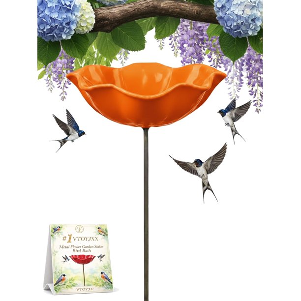 Estacas jardín flor metal 3 uds baño pájaros estación riego abejas colibríes jardín