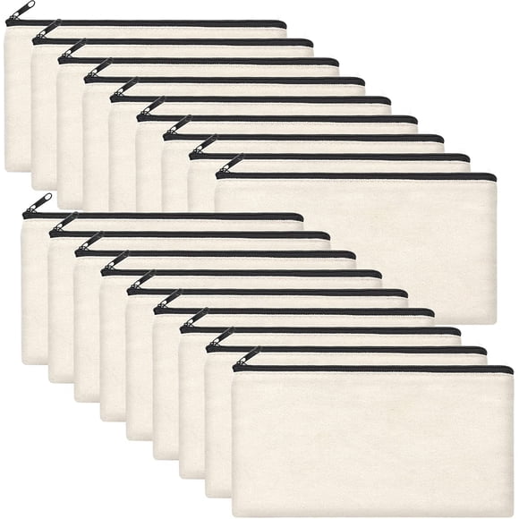 Estuche de lona para lápices Legigo, 20 unidades, color beige, 21 x 13 cm